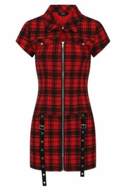 Banned Tartan Night Zip Dress -Cheap GOTHIC DRESSES Store 16436283741620814042DR16447RRED 20 1 300x