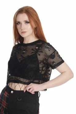 Banned Skull Queen Cropped Top -Cheap GOTHIC DRESSES Store 1659025509TP10520BLK 3 300x