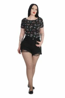 Banned Skeleton Cat Top -Cheap GOTHIC DRESSES Store 1659540076TP10562BLK 2 300x