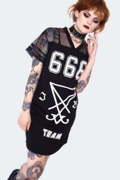 Jawbreaker 666 Team Support Jersey Dress -Cheap GOTHIC DRESSES Store 666 team support jersey curve dress dra 9571 pl 02.1429 300x
