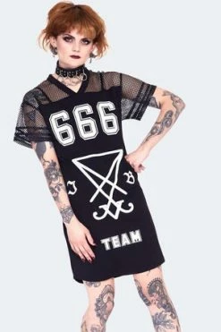 Jawbreaker 666 Team Support Jersey Dress -Cheap GOTHIC DRESSES Store 666 team support jersey curve dress dra 9571 pl 03.1429 300x