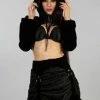 Burleska Agath Hooded Bolero In Black Velvet Flock