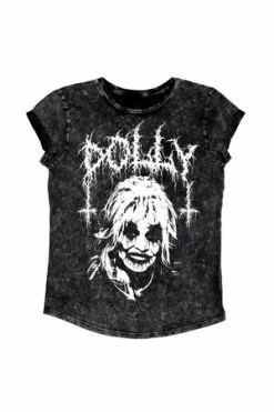 Toxico BM Dolly Rolled Sleeve Tee -Cheap GOTHIC DRESSES Store BM Dolly Rolled Sleeve Tee Toxico 3 300x