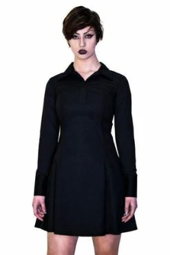 Dr Faust Black Long Sleeve Wednesday Addams Mini Dress - Megan