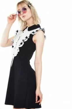 Jawbreaker Button Down Knit Dress With Rose Embroidered On Ruffle -Cheap GOTHIC DRESSES Store Button Down Knit Dress With Rose Embroidered On Ruffle Jawbreaker 3 300x