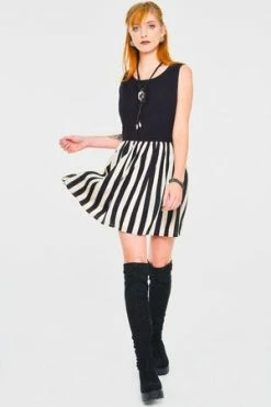 Jawbreaker Circ Le Soir Striped Skater Dress -Cheap GOTHIC DRESSES Store Circ Le Soir Striped Skater Dress Jawbreaker 4 300x