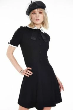 Jawbreaker Knit Dress With Lace Collar