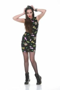 Jawbreaker Skull Fast Food Bodycon Dress -Cheap GOTHIC DRESSES Store Skull Fast Food Bodycon Dress Jawbreaker 5 300x