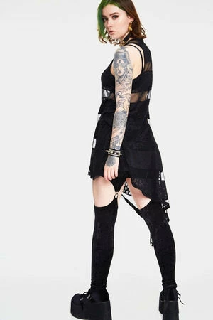 Jawbreaker Skull Stripes Asymmetric Dress 2 Jawbreaker Skull Stripes Asymmetric Dress - Image 2