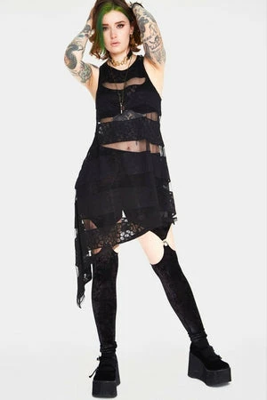 Jawbreaker Skull Stripes Asymmetric Dress 1 Jawbreaker Skull Stripes Asymmetric Dress