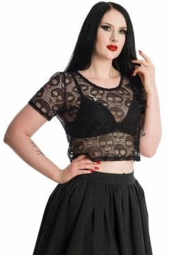 Banned Lace Skull Top 6 Banned Lace Skull Top -Cheap GOTHIC DRESSES Store TP10439BLK 20SK25338BLK 0645 300x