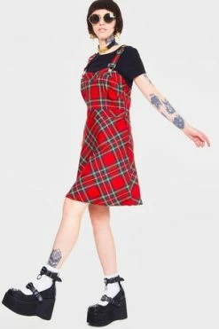Jawbreaker Tartan Troublemaker Dungaree Style Dress