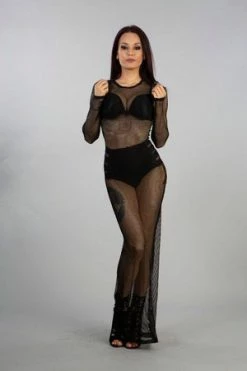 Burleska Adrianna Dress In Black Fishnet