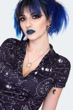 Jawbreaker Alchemy Cat Print Mini Polo Dress -Cheap GOTHIC DRESSES Store alchemy cat print mini polo dress dra 9569 04.1427 300x