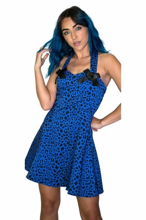 Dr Faust Aqua Leopard Blue Mini Dress - Jessica 1 Dr Faust Aqua Leopard Blue Mini Dress - Jessica