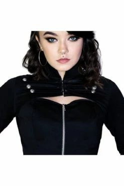 Dr Faust Avant-garde Military Hi Lo Black Mini Dress - Liberty -Cheap GOTHIC DRESSES Store avant garde military hi lo black mini dress liberty dr faust 3 300x