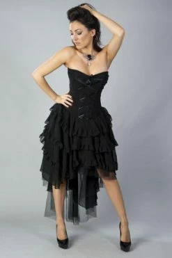 Burleska Beverly Prom Corset Dress In Black Chiffon