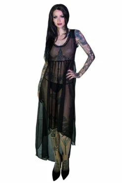 Dr Faust Bewitching Black Long Sheer Dress - Lacey -Cheap GOTHIC DRESSES Store bewitching black long sheer dress lacey dr faust 4 300x