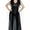 Dr Faust Bewitching Black Long Sheer Dress - Lacey