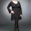 Queen Of Darkness Black Dress With V-Neck And Lacings
