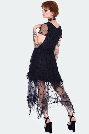 Jawbreaker Black Mesh With Moons Midi Layered Dress 2 Jawbreaker Black Mesh With Moons Midi Layered Dress - Image 2
