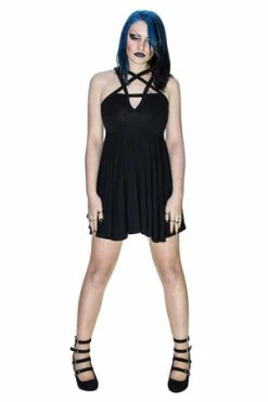 Dr Faust Black Strap Pentagram Mini Dress - Onna