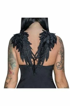 Dr Faust Black Wings Raw Silk Mini Dress - Angelique -Cheap GOTHIC DRESSES Store black wings raw silk mini dress angelique dr faust 3 300x