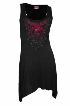 Spiral Blood Rose - Goth Bottom Camisole Dress Black