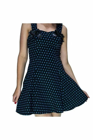 Dr Faust Blue Polka Dots Black Mini Dress - Sophia 3 Dr Faust Blue Polka Dots Black Mini Dress - Sophia - Image 3