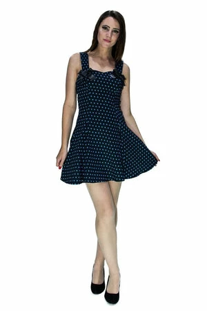 Dr Faust Blue Polka Dots Black Mini Dress - Sophia 1 Dr Faust Blue Polka Dots Black Mini Dress - Sophia