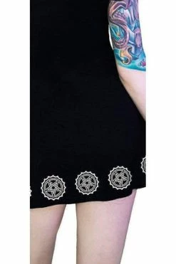 Dr Faust Bottle Caps Pentagrams Black Mini Dress - Tiana -Cheap GOTHIC DRESSES Store bottle caps pentagrams black mini dress tiana dr faust 3 300x