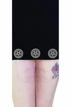 Dr Faust Bottle Caps Pentagrams Black Mini Dress - Tiana -Cheap GOTHIC DRESSES Store bottle caps pentagrams black mini dress tiana dr faust 4 300x
