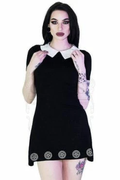 Dr Faust Bottle Caps Pentagrams Black Mini Dress - Tiana