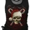 Spiral Candy Cane Santa - 2in1 Neck Tie Mesh Top Black