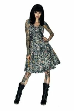 Dr Faust Candy Skulls Midi Dress - Vivian