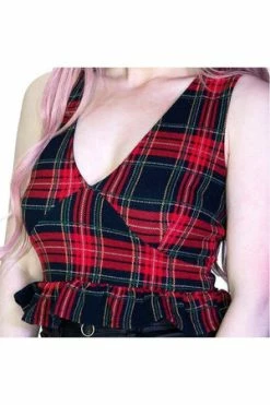 Dr Faust Check Tartan Print Crop Top - Dulce -Cheap GOTHIC DRESSES Store check tartan print crop top dulce dr faust 3 300x