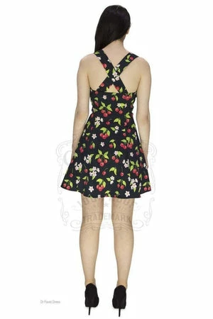 Dr Faust Cherry And Flowers Black Mini Dress - Kaitlyn 4 Dr Faust Cherry And Flowers Black Mini Dress - Kaitlyn - Image 4