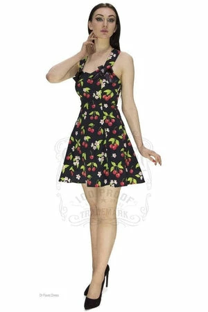 Dr Faust Cherry And Flowers Black Mini Dress - Kaitlyn 1 Dr Faust Cherry And Flowers Black Mini Dress - Kaitlyn