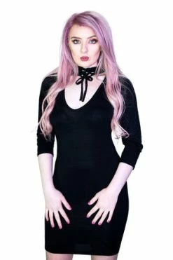 Dr Faust Choker Bodycon Black Mini Dress - Darcey