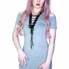 Dr Faust Cold Shoulder Bodycon Grey Mini Dress - Amelie