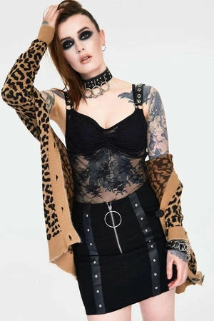 Jawbreaker Contraband Sheer Black Lace Strap Top 3 Jawbreaker Contraband Sheer Black Lace Strap Top - Image 3