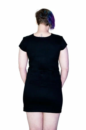 Dr Faust Cotton Lining Black Biker Plus Size Mini Dress - Abigail 2 Dr Faust Cotton Lining Black Biker Plus Size Mini Dress - Abigail - Image 2