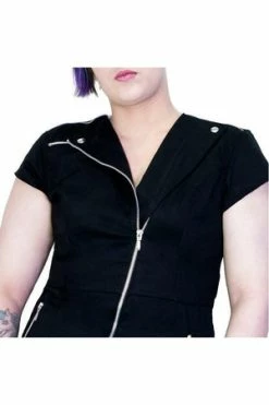 Dr Faust Cotton Lining Black Biker Plus Size Mini Dress - Abigail 5 Dr Faust Cotton Lining Black Biker Plus Size Mini Dress - Abigail -Cheap GOTHIC DRESSES Store cotton lining black biker plus size mini dress abigail dr faust 3 300x