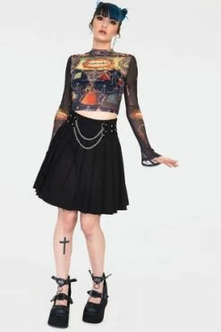 Jawbreaker Skeleton Dance Print Mesh Crop Top -Cheap GOTHIC DRESSES Store dancing with the dead mini dress tpa 2506 02.1005 300x