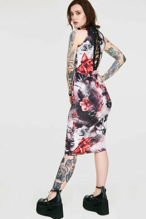 Jawbreaker Dark Passions Floral Tie Up Dress 2 Jawbreaker Dark Passions Floral Tie Up Dress - Image 2