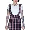 Dr Faust Dark Tartan Checked Pinafore Dress And T-Shirt Set - Romina