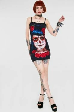 Jawbreaker Deadly Dame Day Of The Dead Dress -Cheap GOTHIC DRESSES Store deadly dame day of the dead dress jawbreaker 4 300x