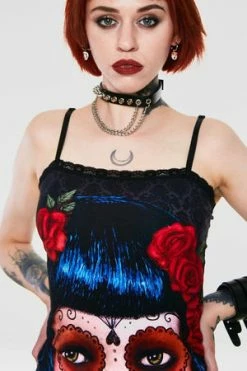 Jawbreaker Deadly Dame Day Of The Dead Dress -Cheap GOTHIC DRESSES Store deadly dame day of the dead dress jawbreaker 5 300x