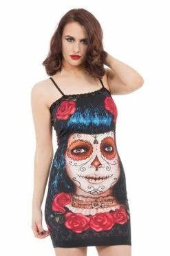 Jawbreaker Deadly Dame Day Of The Dead Dress -Cheap GOTHIC DRESSES Store deadly dame day of the dead dress jawbreaker 6 300x