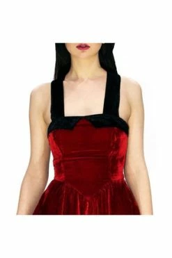 Dr Faust Deep Red Halterneck Velvet Mini Dress - Rosalie -Cheap GOTHIC DRESSES Store deep red halterneck velvet mini dress rosalie dr faust 3 300x